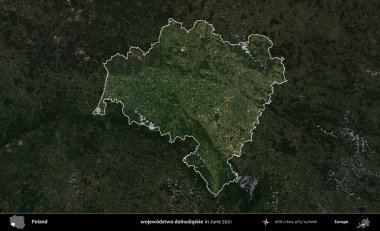 wojewodz2 dolnoslaskie. Polonya 'nın idari alanı, Haziran 2021' de çekilen Kopernik Nöbetçi karolarından oluşan koyu renkli bir uydu görüntüsüyle vurgulandı ve özetlendi