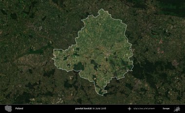powiat lowicki. Polonya 'nın idari alanı, Haziran 2018' de çekilen Kopernik Nöbetçi karolarından oluşan koyu renkli bir uydu görüntüsüyle vurgulandı ve özetlendi