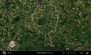 powiat lubanski. Mayıs 2018 'de çekilen Kopernik Nöbetçi karolarından oluşan bir uydu görüntüsü üzerine Polonya' nın idari bölgesinin ana hatlarını belirledik.