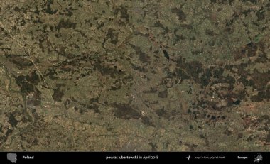 powiat lubartowski. Nisan 2018 'de çekilen Kopernik Sentinel karolarından oluşan bir uydu görüntüsü üzerine Polonya' nın idari bölgesi