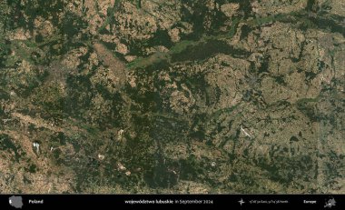 Wojewodzz iki lubuskie. Eylül 2024 'te çekilen Kopernik Sentinel karolarından oluşan uydu görüntüsü üzerine Polonya' nın idari bölgesi