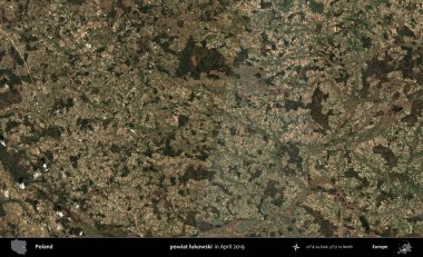 powiat lukowski. Nisan 2019 'da çekilen Kopernik Sentinel karolarından oluşan bir uydu görüntüsü üzerine Polonya' nın idari bölgesi