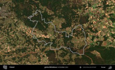 gmina Michalowo. Polonya 'nın idari bölgesini, Ekim 2021' de çekilen Kopernik Nöbetçi karolarından oluşan bir uydu görüntüsüne göre özetledik.