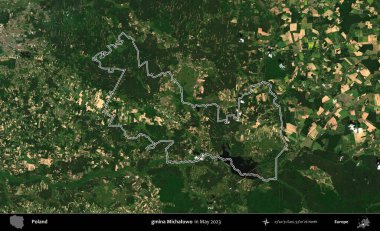 gmina Michalowo. Polonya 'nın idari bölgesini Mayıs 2023' te çekilen Kopernik Nöbetçi karolarından oluşan bir uydu görüntüsüne göre özetledik.
