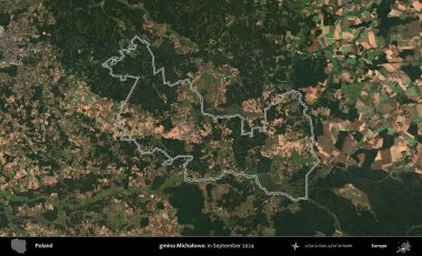 gmina Michalowo. Eylül 2024 'te çekilen Kopernik Nöbetçi karolarından oluşan bir uydu görüntüsünde Polonya' nın idari bölgesinin ana hatları belirlendi