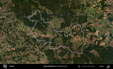 gmina Michalowo. Polonya 'nın idari bölgesini, Ekim 2024' te çekilen Kopernik Nöbetçi karolarından oluşan bir uydu görüntüsüne göre özetledik.