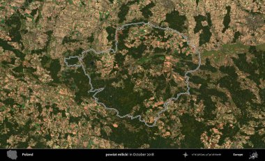 powiat milicki. Polonya 'nın idari bölgesini, Ekim 2018' de çekilen Kopernik Nöbetçi karolarından oluşan bir uydu görüntüsüne göre özetledik.