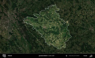 powiat minski. Polonya 'nın idari alanı, Haziran 2018' de çekilen Kopernik Nöbetçi karolarından oluşan koyu renkli bir uydu görüntüsüyle vurgulandı ve özetlendi