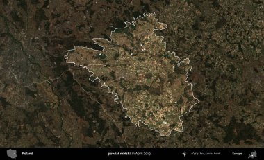 powiat minski. Polonya 'nın idari alanı, Nisan 2019' da çekilen Kopernik Nöbetçi karolarından oluşan koyu renkli bir uydu görüntüsü üzerine vurgulandı ve özetlendi.