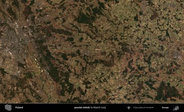 powiat minski. Copernicus Sentinel 'in Mart 2025' te çekilmiş uydu görüntüsü üzerine Polonya 'nın idari bölgesi