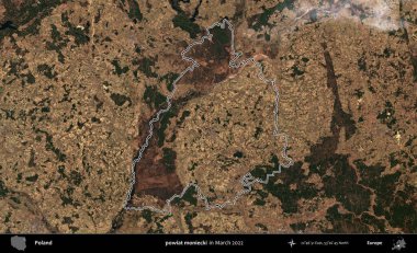 powiat moniecki. Polonya 'nın idari bölgesini Mart 2022' de çekilen Kopernik Sentinel karolarından oluşan bir uydu görüntüsü ile özetledik.