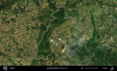 powiat moniecki. Polonya 'nın idari bölgesini Mayıs 2023' te çekilen Kopernik Nöbetçi karolarından oluşan bir uydu görüntüsüne göre özetledik.
