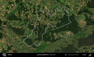 powiat mysliborski. Polonya 'nın idari bölgesini Haziran 2018' de çekilen Kopernik Nöbetçi karolarından oluşan bir uydu görüntüsüne göre özetledik.