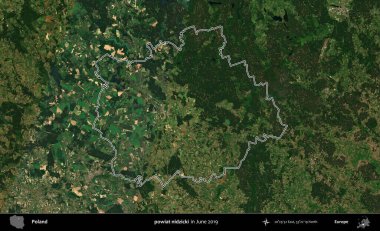 powiat nidzicki. Polonya 'nın idari bölgesini Haziran 2019' da çekilen Kopernik Nöbetçi karolarından oluşan bir uydu görüntüsüne göre özetledik.