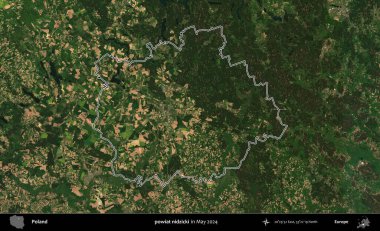 powiat nidzicki. Mayıs 2024 'te çekilen Kopernik Nöbetçi karolarından oluşan bir uydu görüntüsünde Polonya' nın idari bölgesinin ana hatları belirlendi