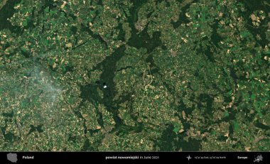 powiat nowomiejski. Copernicus Sentinel 'in Haziran 2021' de çekilmiş uydu görüntüsü üzerine Polonya 'nın idari bölgesi