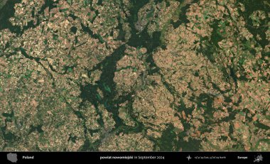 powiat nowomiejski. Eylül 2024 'te çekilen Kopernik Sentinel karolarından oluşan uydu görüntüsü üzerine Polonya' nın idari bölgesi