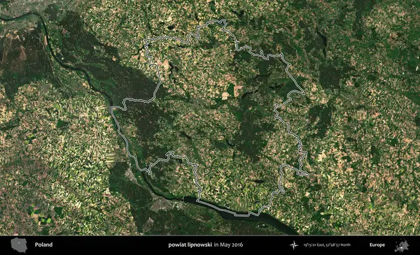 powiat lipnowski. Mayıs 2016 'da çekilen Kopernik Nöbetçi karolarından oluşan uydu görüntüsünde Polonya' nın idari bölgesinin ana hatları belirlendi