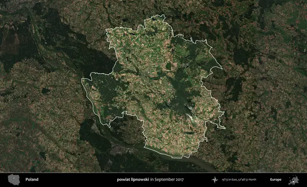 powiat lipnowski. Polonya 'nın idari alanı, Eylül 2017' de çekilen Kopernik Nöbetçi karolarından oluşan koyu renkli bir uydu görüntüsü üzerine vurgulandı ve özetlendi