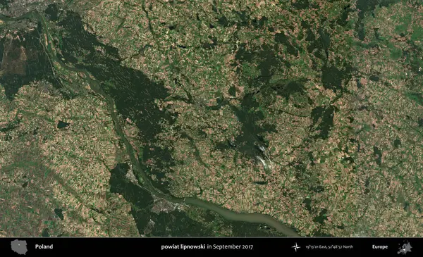 powiat lipnowski. Eylül 2017 'de çekilen Kopernik Sentinel karolarından oluşan uydu görüntüsü üzerine Polonya' nın idari bölgesi