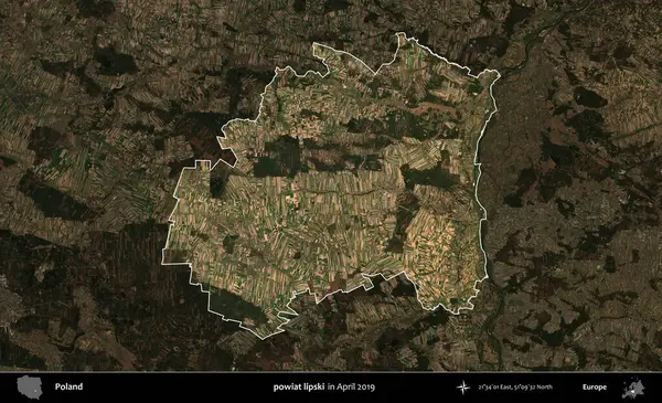 powiat lipski. Polonya 'nın idari alanı, Nisan 2019' da çekilen Kopernik Nöbetçi karolarından oluşan koyu renkli bir uydu görüntüsü üzerine vurgulandı ve özetlendi.