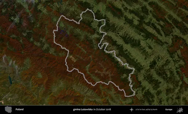 gmina Lutowiska. Polonya 'nın idari bölgesini, Ekim 2018' de çekilen Kopernik Nöbetçi karolarından oluşan bir uydu görüntüsüne göre özetledik.