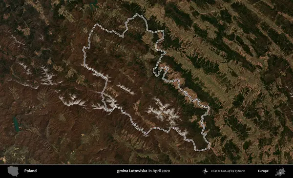 gmina Lutowiska. Polonya 'nın idari bölgesini Nisan 2020' de çekilen Kopernik Nöbetçi karolarından oluşan bir uydu görüntüsüne göre özetledik.