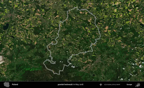 powiat lwowecki. Mayıs 2018 'de çekilen Kopernik Nöbetçi karolarından oluşan bir uydu görüntüsü üzerine Polonya' nın idari bölgesinin ana hatlarını belirledik.