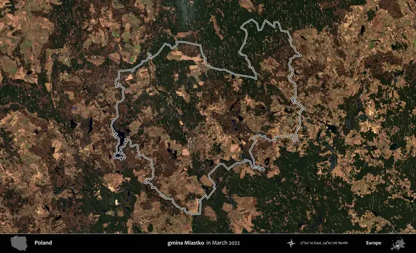 gmina Miastko. Polonya 'nın idari bölgesini Mart 2022' de çekilen Kopernik Sentinel karolarından oluşan bir uydu görüntüsü ile özetledik.