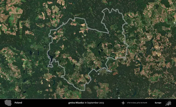 gmina Miastko. Eylül 2023 'te çekilen Copernicus Sentinel karolarından oluşan bir uydu görüntüsü üzerine Polonya' nın idari bölgesinin ana hatlarını belirledik.