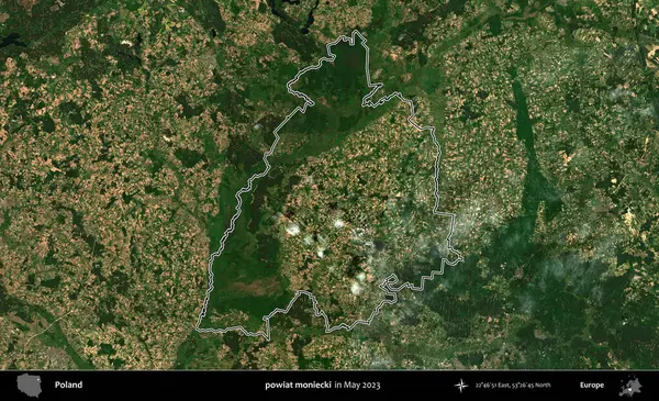 powiat moniecki. Polonya 'nın idari bölgesini Mayıs 2023' te çekilen Kopernik Nöbetçi karolarından oluşan bir uydu görüntüsüne göre özetledik.