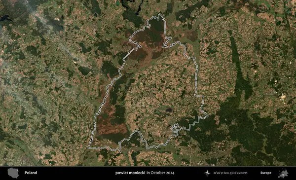 powiat moniecki. Polonya 'nın idari bölgesini, Ekim 2024' te çekilen Kopernik Nöbetçi karolarından oluşan bir uydu görüntüsüne göre özetledik.