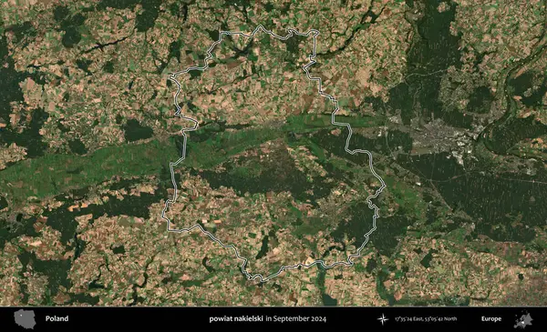 powiat nakielski. Eylül 2024 'te çekilen Kopernik Nöbetçi karolarından oluşan bir uydu görüntüsünde Polonya' nın idari bölgesinin ana hatları belirlendi