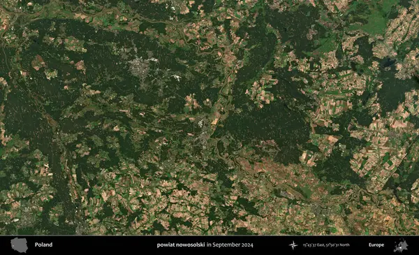 powiat nowosolski. Eylül 2024 'te çekilen Kopernik Sentinel karolarından oluşan uydu görüntüsü üzerine Polonya' nın idari bölgesi