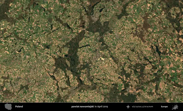 powiat nowomiejski. Nisan 2019 'da çekilen Kopernik Sentinel karolarından oluşan bir uydu görüntüsü üzerine Polonya' nın idari bölgesi