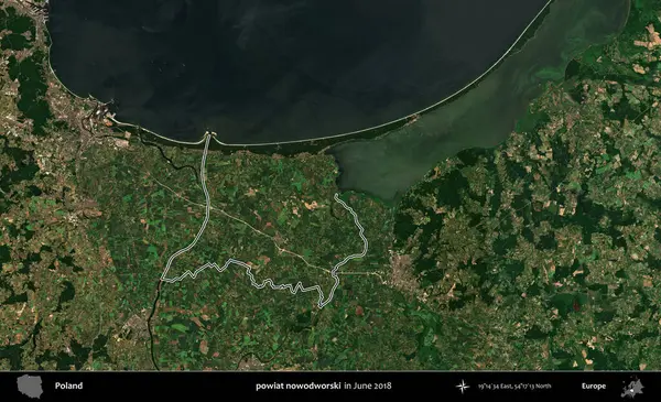 Powiat nowdworski. Polonya 'nın idari bölgesini Haziran 2018' de çekilen Kopernik Nöbetçi karolarından oluşan bir uydu görüntüsüne göre özetledik.