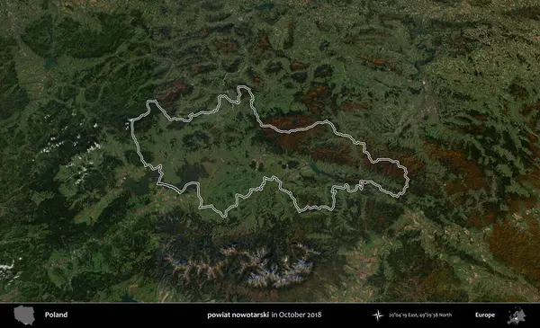 Şimdi powiat nowotarski. Polonya 'nın idari bölgesini, Ekim 2018' de çekilen Kopernik Nöbetçi karolarından oluşan bir uydu görüntüsüne göre özetledik.