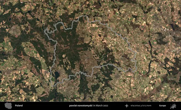 Powiat şimdi otomyski. Polonya 'nın idari bölgesini Mart 2022' de çekilen Kopernik Sentinel karolarından oluşan bir uydu görüntüsü ile özetledik.