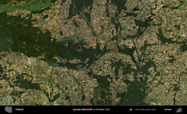 powiat obornicki. Polonya 'nın idari bölgesi, Ekim 2017' de çekilen Kopernik Sentinel karolarından oluşan bir uydu görüntüsü üzerine kurulmuştur.