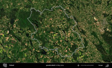 powiat olecki. Mayıs 2024 'te çekilen Kopernik Nöbetçi karolarından oluşan bir uydu görüntüsünde Polonya' nın idari bölgesinin ana hatları belirlendi