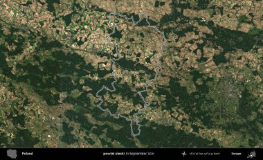 powiat oleski. Eylül 2021 'de çekilen Copernicus Sentinel karolarından oluşan bir uydu görüntüsü üzerine Polonya' nın idari bölgesinin ana hatlarını belirledik.