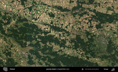 powiat oleski. Copernicus Sentinel 'in Eylül 2021' de çekilen uydu görüntüsü üzerine Polonya 'nın idari bölgesi