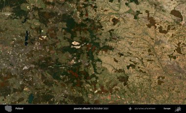 powiat olkuski. Polonya 'nın idari bölgesi, Ekim 2021' de çekilen Kopernik Sentinel karolarından oluşan bir uydu görüntüsü üzerine kurulmuştur.