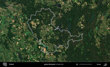 gmina Olsztynek. Polonya 'nın idari bölgesini Haziran 2021' de çekilen Kopernik Sentinel karolarından oluşan bir uydu görüntüsü ile özetledik.