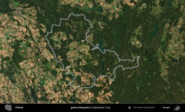 gmina Olsztynek. Eylül 2024 'te çekilen Kopernik Nöbetçi karolarından oluşan bir uydu görüntüsünde Polonya' nın idari bölgesinin ana hatları belirlendi