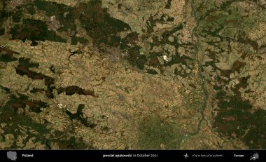 powiat opatowski. Polonya 'nın idari bölgesi, Ekim 2021' de çekilen Kopernik Sentinel karolarından oluşan bir uydu görüntüsü üzerine kurulmuştur.