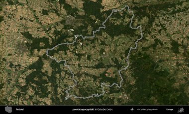 powiat opoczynski. Polonya 'nın idari bölgesini, Ekim 2024' te çekilen Kopernik Nöbetçi karolarından oluşan bir uydu görüntüsüne göre özetledik.