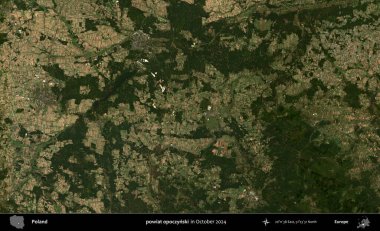 powiat opoczynski. Polonya 'nın idari bölgesi, Kopernik Sentinel' in Ekim 2024 'te çekilmiş uydu görüntüsü üzerine kurulmuştur.