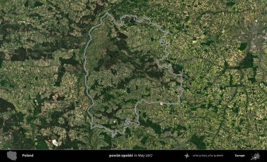 powiat opolski. Mayıs 2017 'de çekilen Kopernik Nöbetçi karolarından oluşan bir uydu görüntüsü üzerine Polonya' nın idari bölgesinin ana hatlarını belirledik.