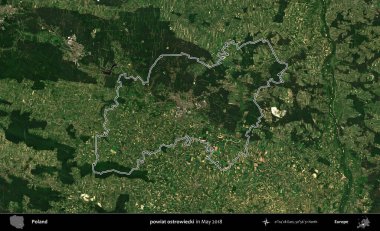 powiat ostrowiecki. Mayıs 2018 'de çekilen Kopernik Nöbetçi karolarından oluşan bir uydu görüntüsü üzerine Polonya' nın idari bölgesinin ana hatlarını belirledik.